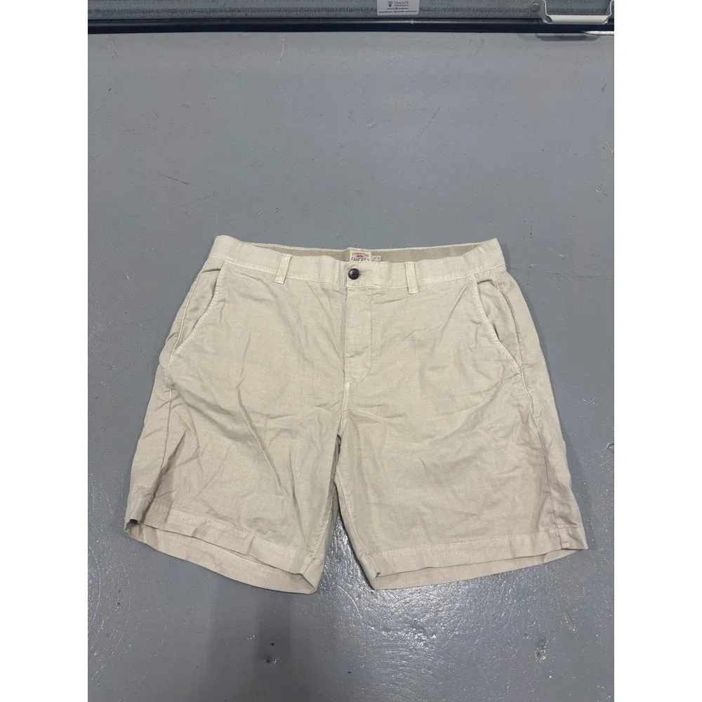 Faherty Brand Movement Shorts Mens 35 Khaki Beige Flat Front Casual Chino